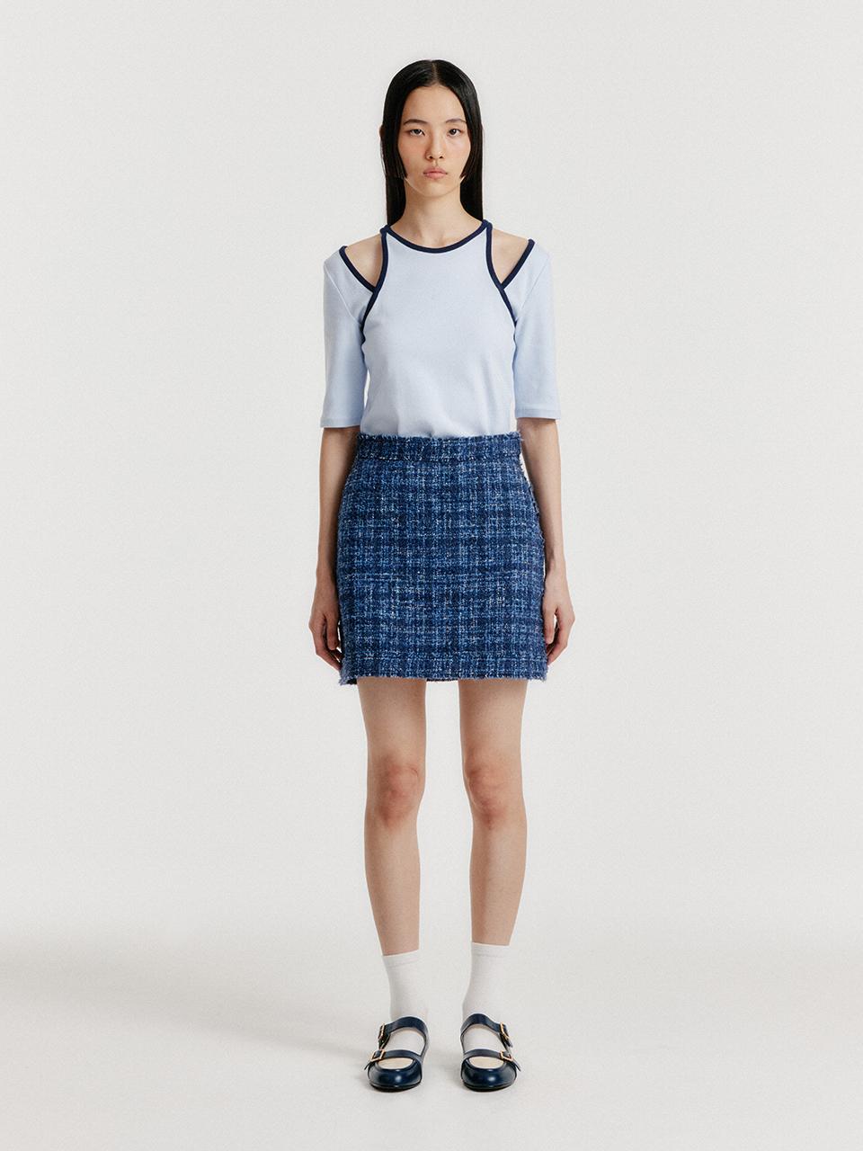 EENK YERO Tweed Mini Skirt - Blue