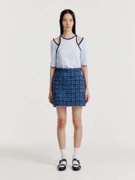 EENK YERO Tweed Mini Skirt - Blue