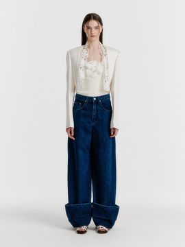 EENK Yico Roll Up Wide Denim Pants - Blue