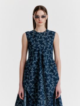 EENK YIMI Jacquard Denim Sleeveless Top - Navy