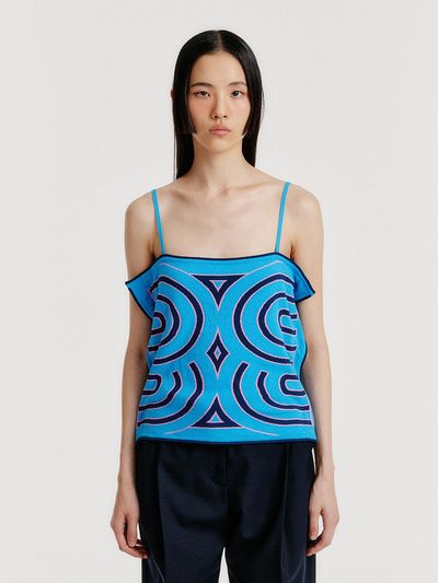 EENK YOON Logo Sleeveless Knit Top - Blue