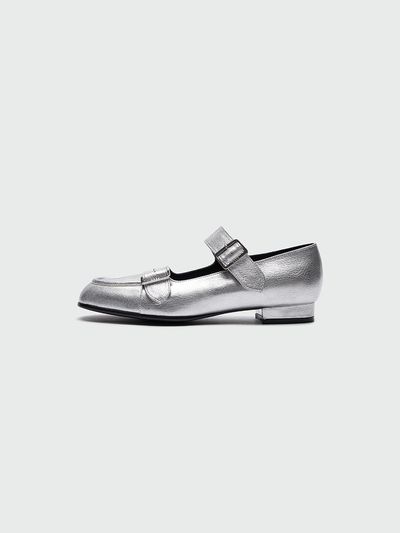 EENK Youble Buckle Strap Flats_Silver