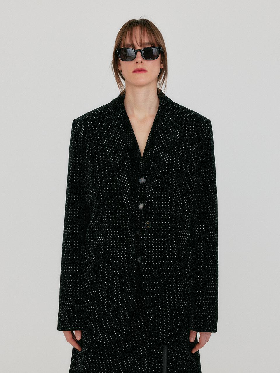 EENK ZAKIT Single-Breasted Blazer with Brooch - Black