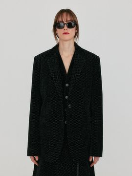 EENK ZAKIT Single-Breasted Blazer with Brooch - Black
