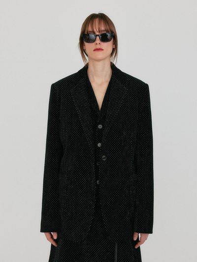 EENK ZAKIT Single-Breasted Blazer with Brooch - Black
