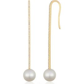 EF Collection EF Collection 14k Gold Diamond & Pearl Drop Earrings