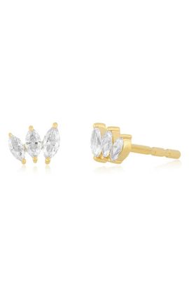 EF Collection EF Collection 14k Gold Diamond Marquise Mini Fan Stud Earrings