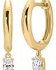 EF Collection EF Collection 14k Gold Diamond Oval Drop Dome Huggie Hoop Earrings - 1
