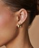 EF Collection EF Collection 14k Gold Diamond Oval Drop Dome Huggie Hoop Earrings - 3
