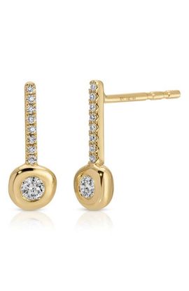 EF Collection EF Collection 14k Gold Diamond Pillow Stud Earrings