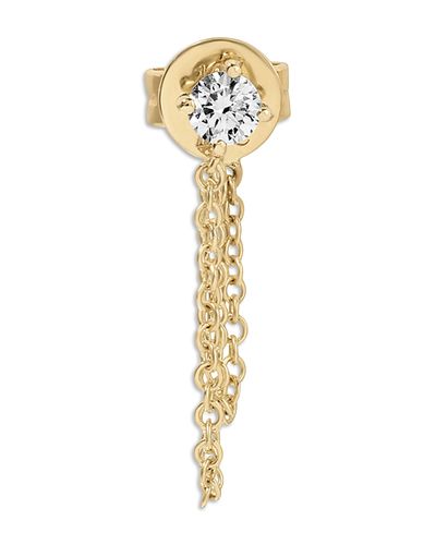 Ef Collection Ef Collection 14K Yellow Gold Diamond Chain Single Stud Earring, 0.1 tcw