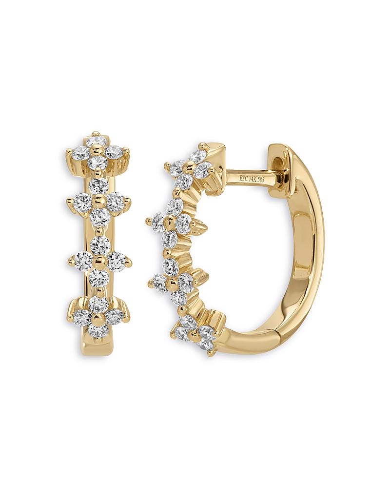 Ef Collection Ef Collection 14K Yellow Gold Diamond Fleur Huggie Hoop Earrings