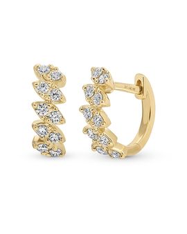 Ef Collection Ef Collection 14K Yellow Gold Diamond Hoop Earrings, 0.3 tcw