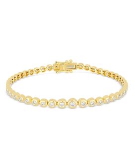 Ef Collection Ef Collection 14K Yellow Gold Graduated Diamond Pillow Eternity Bracelet