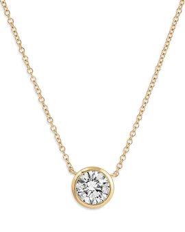 Ef Collection Ef Collection 14K Yellow Gold Lab Diamonds Lab Grown Diamond Bezel Pendant Necklace, 1.0 tcw