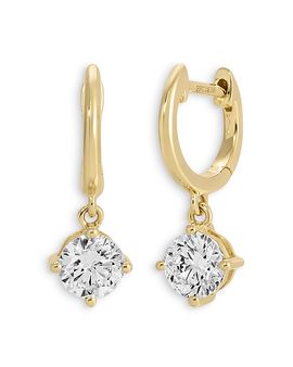 Ef Collection Ef Collection 14K Yellow Gold Lab Grown Diamond Droplet Huggie Hoop Earrings, 1.0 tcw