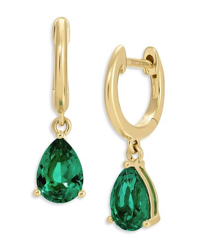 Ef Collection Ef Collection 14K Yellow Gold Lab Grown Emerald Pear Drop Earrings