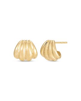 Ef Collection Ef Collection 14K Yellow Gold Shell Inspired Huggie Hoop Earrings