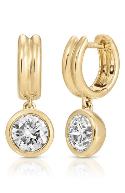 EF Collection EF Collection Bezel Set Diamond Huggie Hoop Earrings