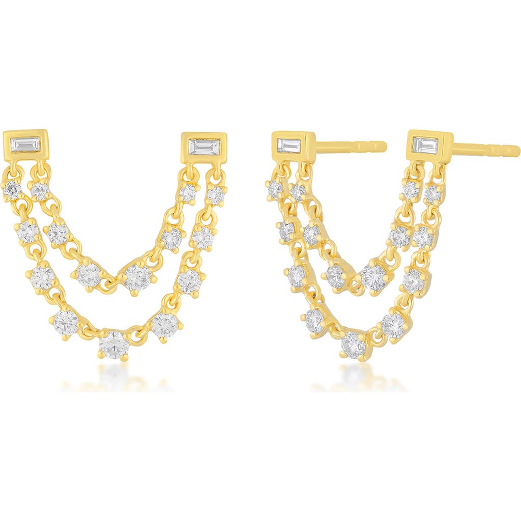 EF Collection EF Collection Diamond Chain Double Stud Earrings