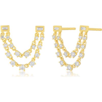 EF Collection EF Collection Diamond Chain Double Stud Earrings