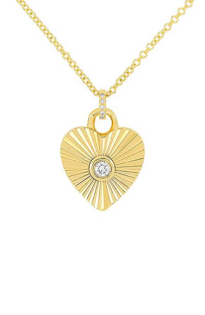 EF Collection EF Collection Diamond Fluted Heart Pendant Necklace