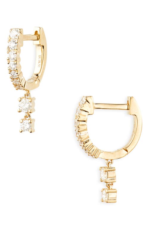 EF Collection EF Collection Diamond Huggie Double Drop Earrings