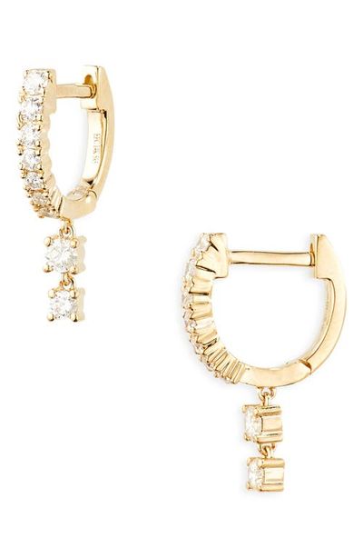 EF Collection EF Collection Diamond Huggie Double Drop Earrings
