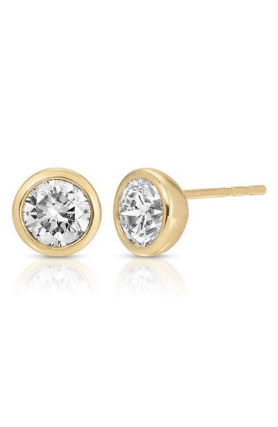 EF Collection EF Collection Diamond Solitaire Bezel Set Stud Earrings