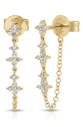 EF Collection EF Collection Fleur Diamond Front/Back Earrings