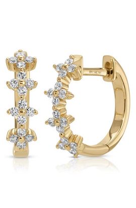 EF Collection EF Collection Fleur Diamond Huggie Hoop Earrings