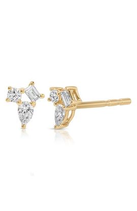 EF Collection EF Collection Mini Triple Diamond Cluster Stud Earrings