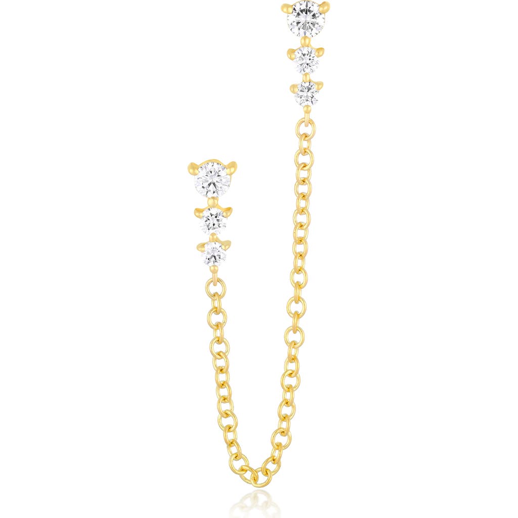 EF Collection EF Collection Single Double Piercing Diamond Chain Drop Earring