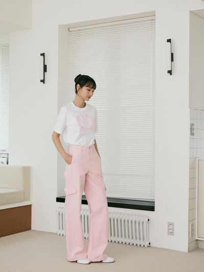EGOIST BLUE LABEL Embroidered Point Wide Cargo Pants (ER2OPT07)