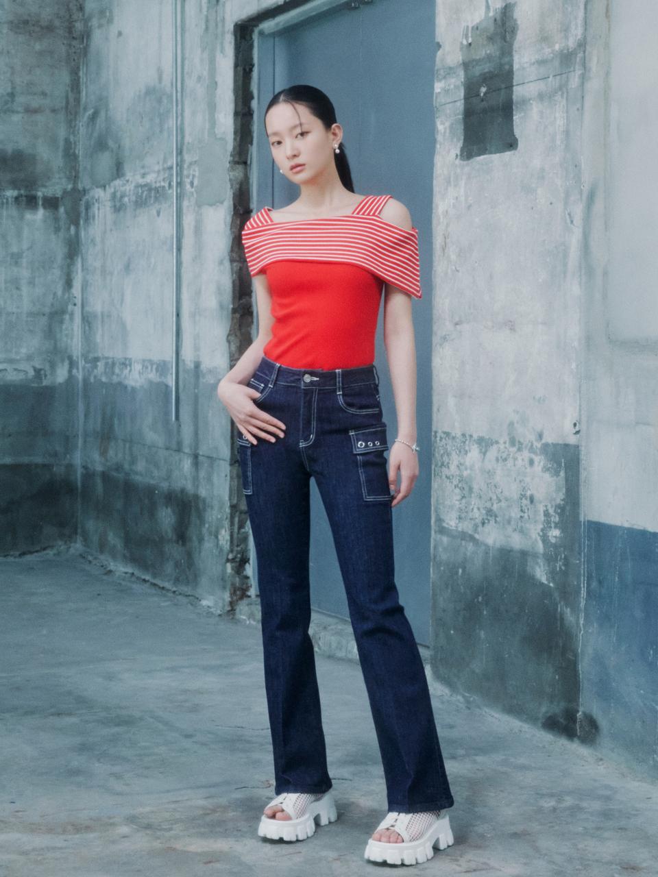 EGOIST Capsule Line Out-Pocket Point Regular Fit Boot-Cut Denim (ER2DP460)