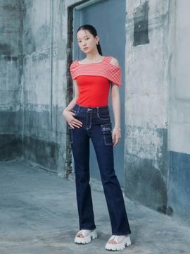 EGOIST Capsule Line Out-Pocket Point Regular Fit Boot-Cut Denim (ER2DP460)