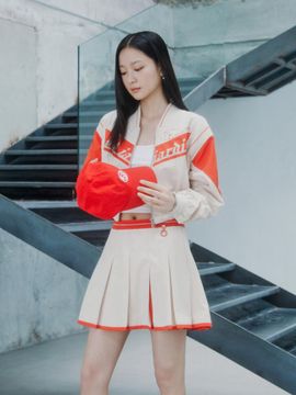 EGOIST Color Block Accent Pleated Skirt (ER2WS462)