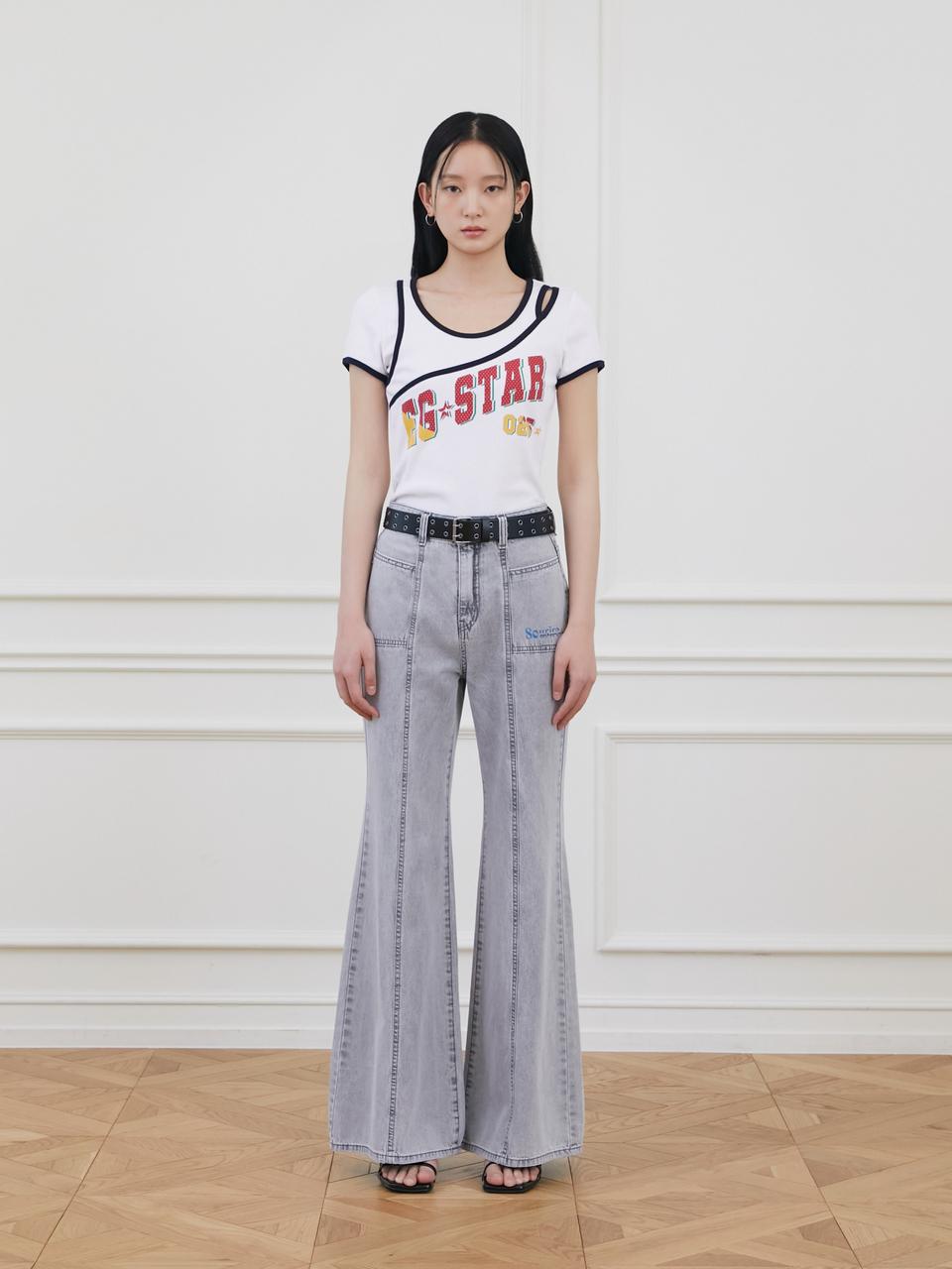EGOIST Cut Point Boot-Cut Long Denim Pants (ER2DP462)