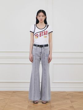 EGOIST Cut Point Boot-Cut Long Denim Pants (ER2DP462)