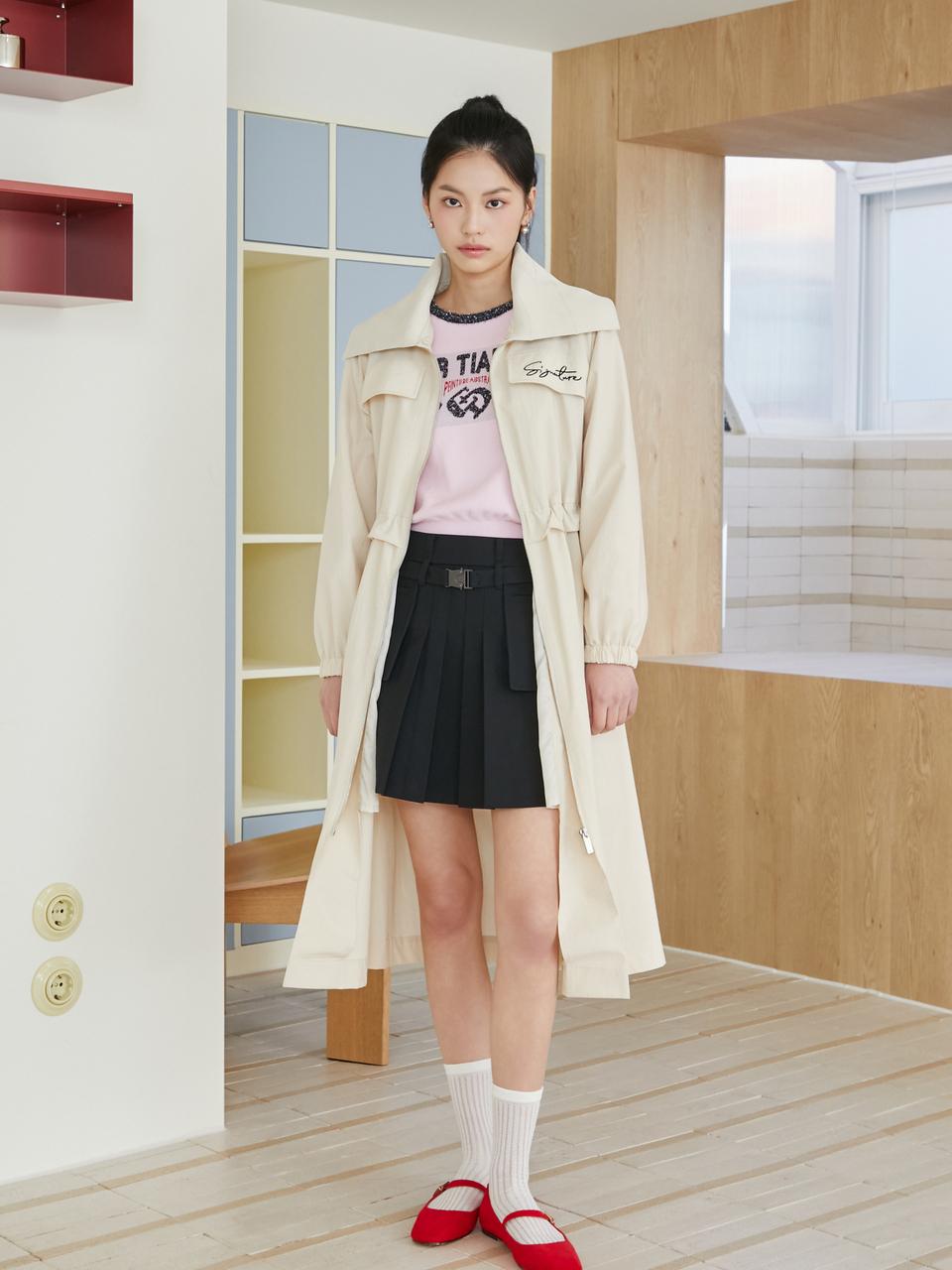 EGOIST Detachable Knit Collar Feminine Long Coat (ER2TC301)