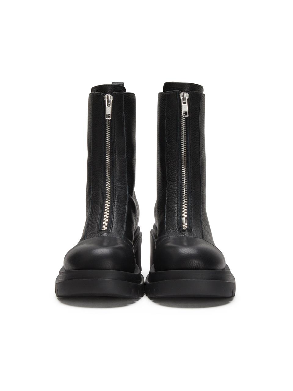 EGOIST Front Zipper Real Leather Bold Worker Boots (ER1AS161)