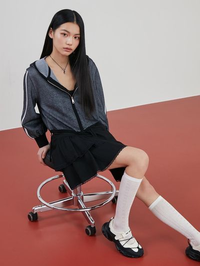 EGOIST Heritage Back Intarsia Hooded Cardigan (ER2KG360)