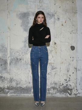 EGOIST [HERITAGE] Label Point Slit Bootcut Denim Pants EQ