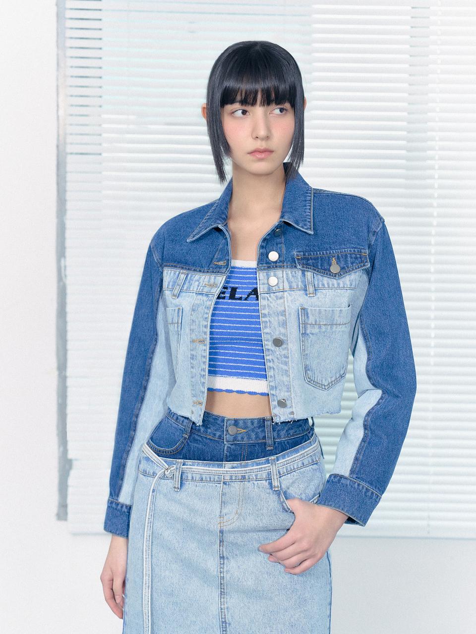 EGOIST [Heritage] Two-Tone Back Print Denim Jumper (ER2DZ361)