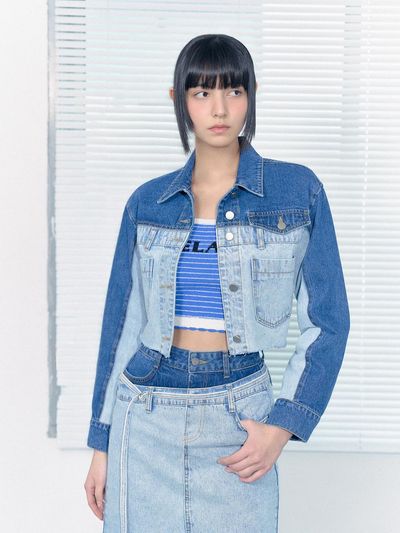 EGOIST [Heritage] Two-Tone Back Print Denim Jumper (ER2DZ361)
