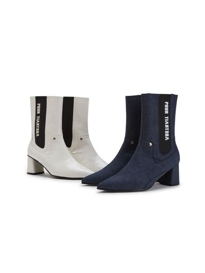 EGOIST Lettering Denim Stiletto Ankle Boots (ER1AS160)
