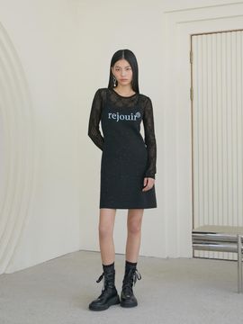 EGOIST Lettering Point Spangle Mix Knit Mini Dress (ER1KO160)