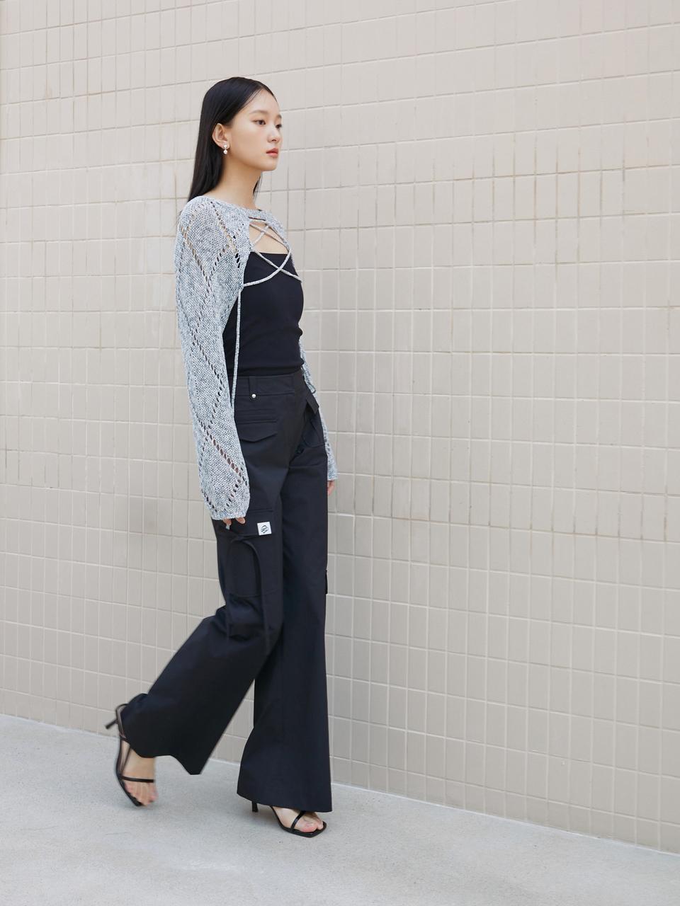 EGOIST Out-pocket Point String Detail Semi Boot-cut Pants (ER2WP362)