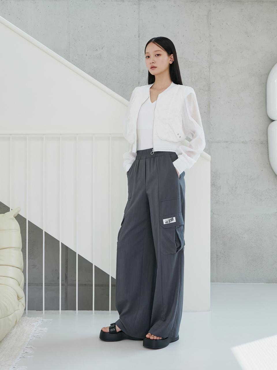 EGOIST Wide Elastic Waistband Drawstring Hem Pants (ER2WP562)