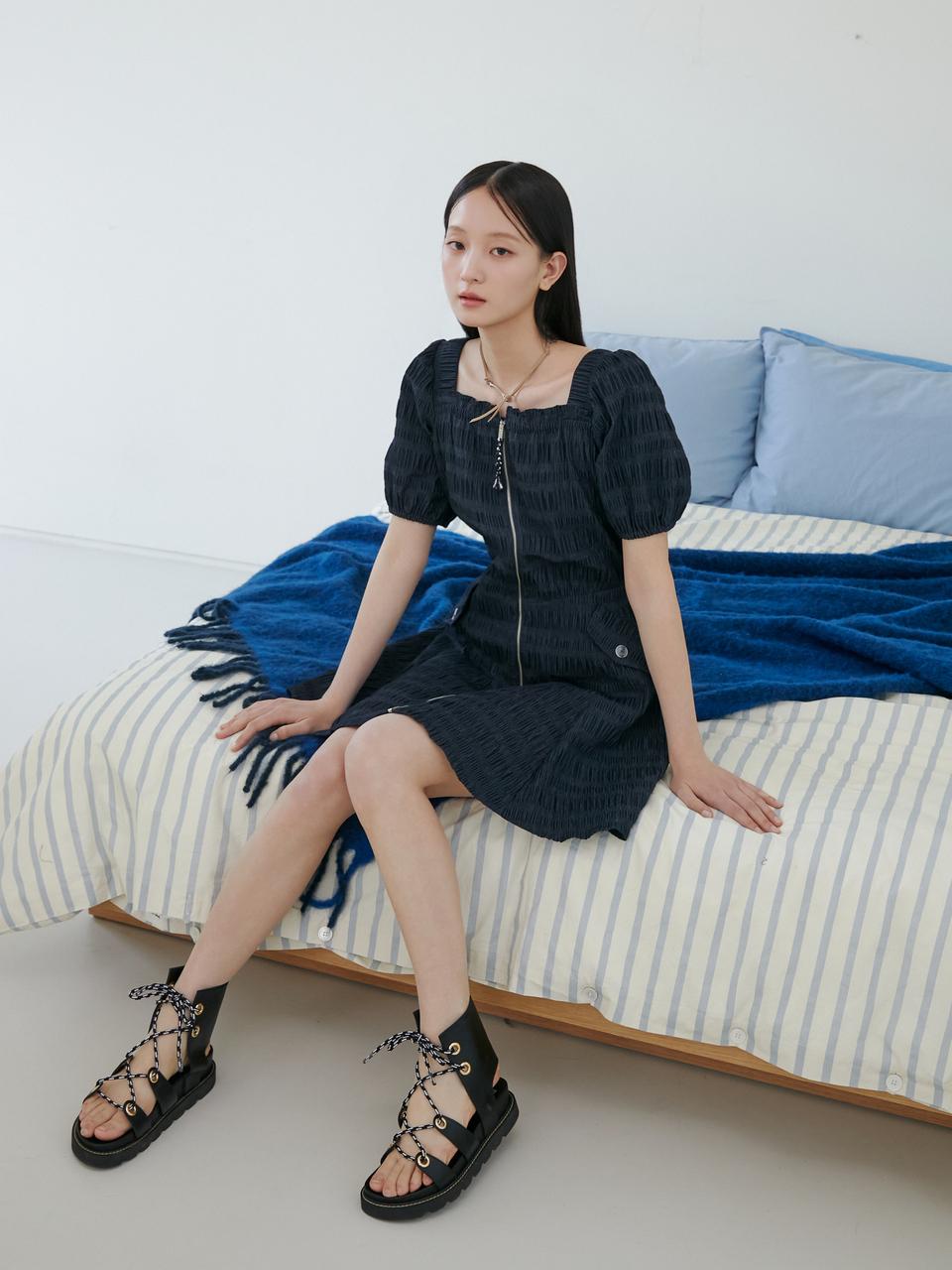 EGOIST Zipper Point Flare Mini Dress (ER2WO465)